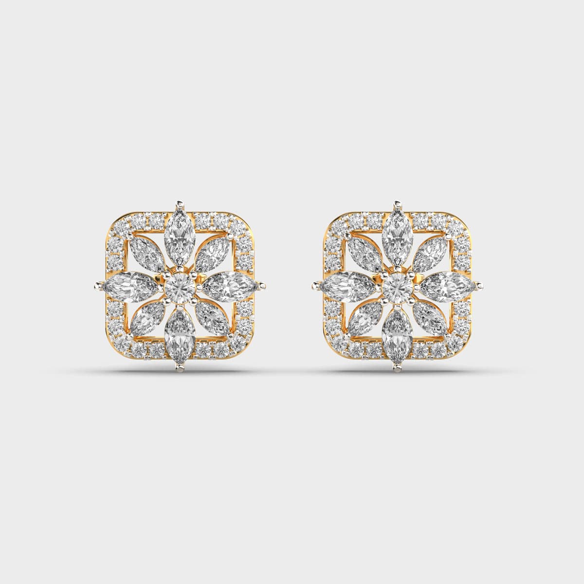 Flower In A Box Diamond Earrings