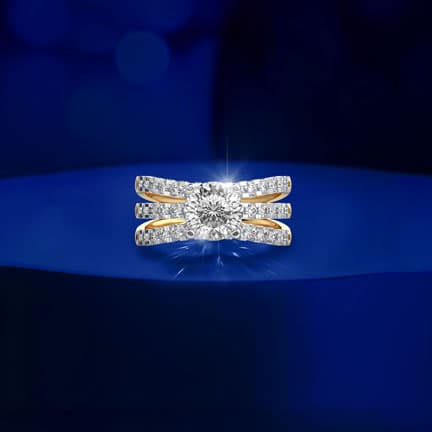 Triple Band Padma Cut Diamond Ring