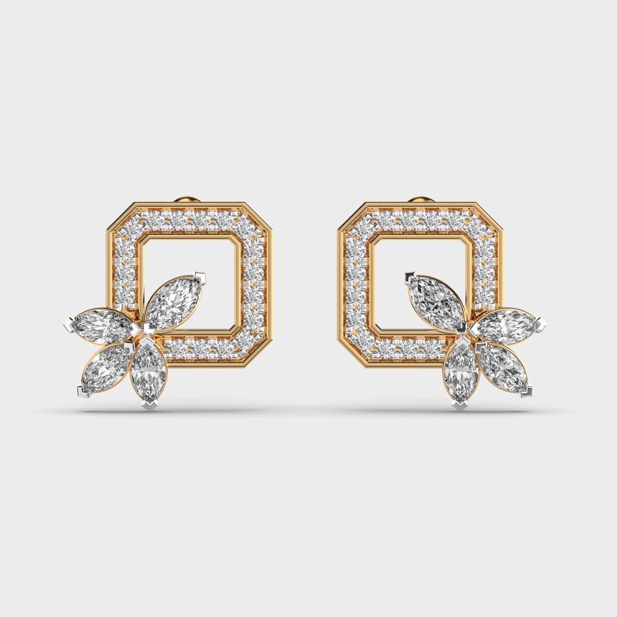Framed Flower Dual Diamond Earrings