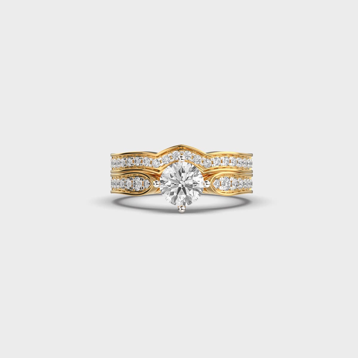 Elysia Three Line Round Diamond Ring