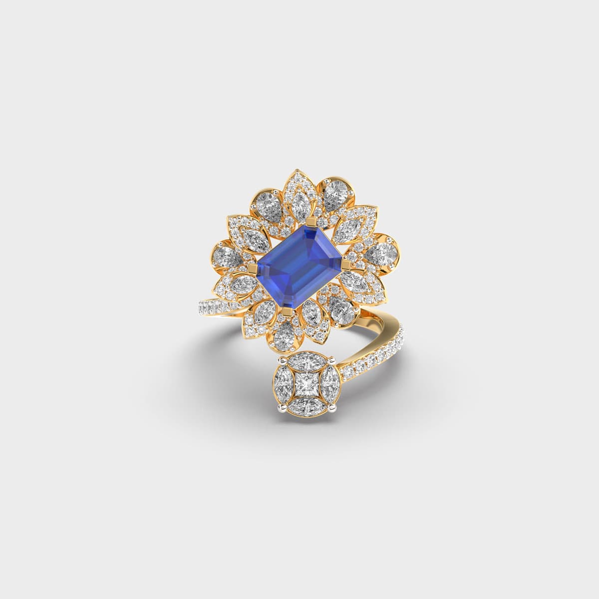 Oceanic Blue Cocktail Diamond Ring