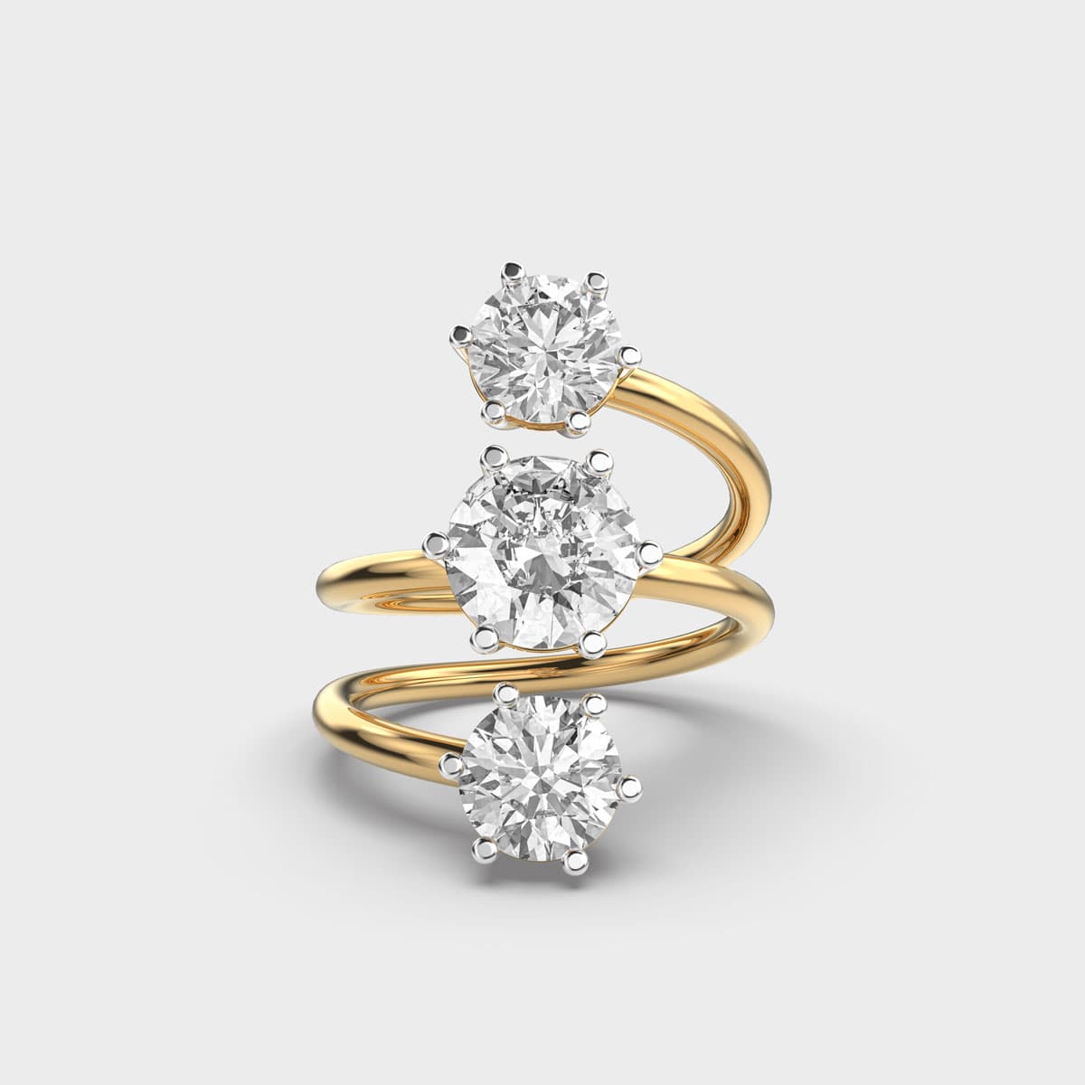 Triple Star Spiral Diamond Ring