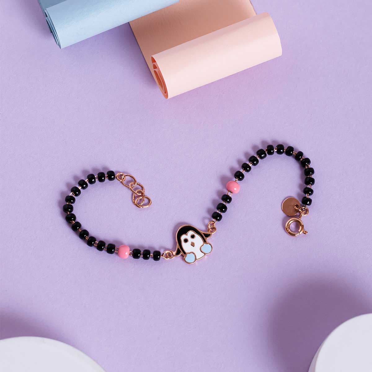Little Pingu Pink Beaded Bracelet For Kids