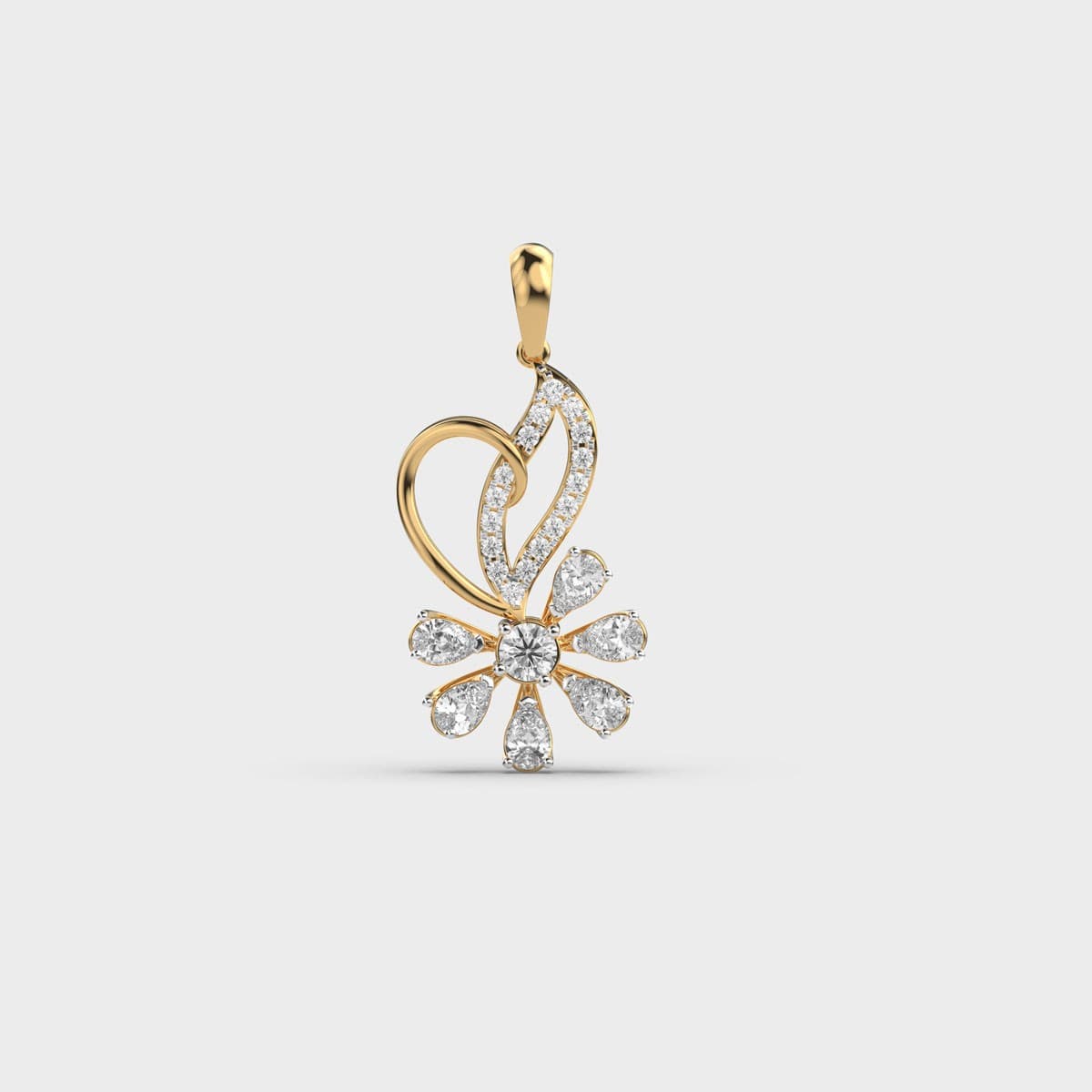 Daffodil Design Diamond Pendant (Without Chain)