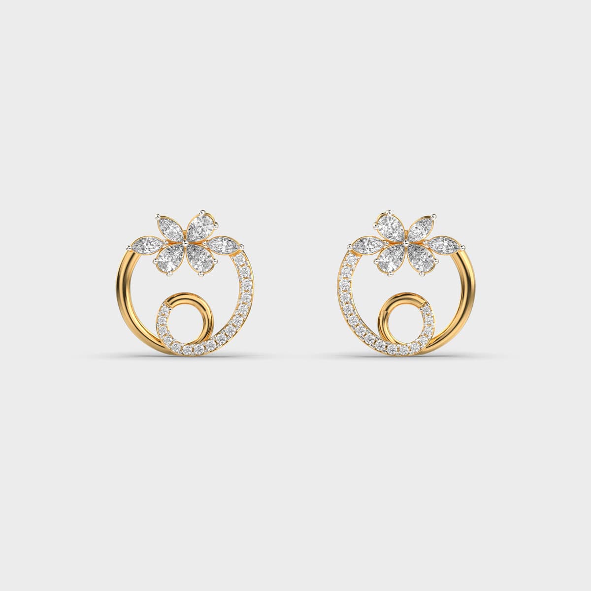 Floral Swirl Diamond Studs