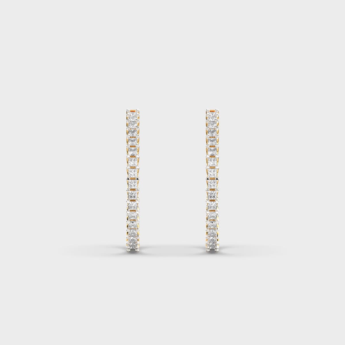 Princess Cut Channel Diamond Hoop Earrings