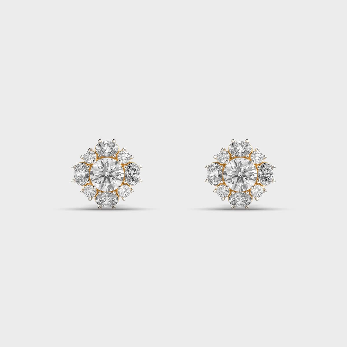 Round And Oval Halo Diamond Studs