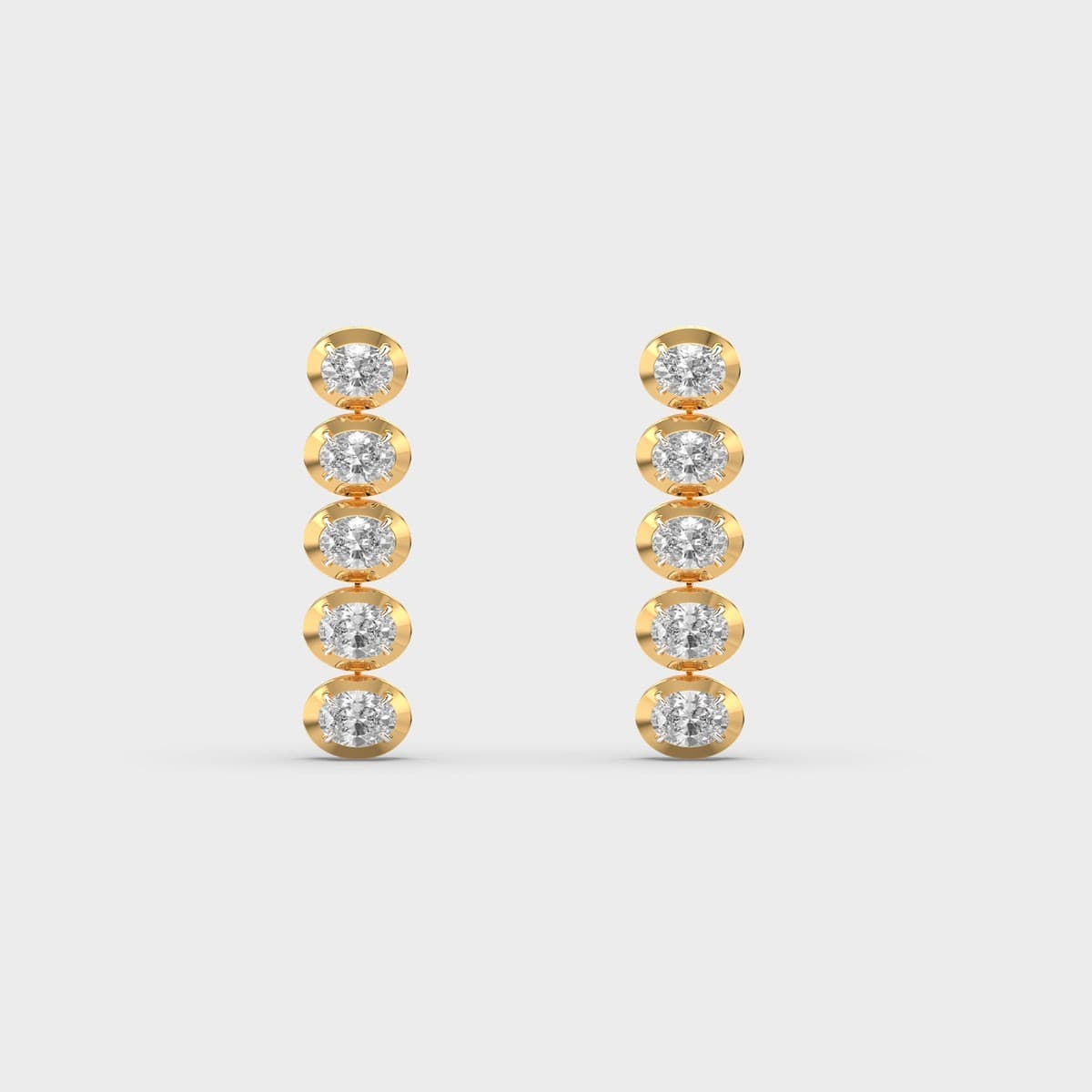 Oval Cascade Diamond Drop Earrings