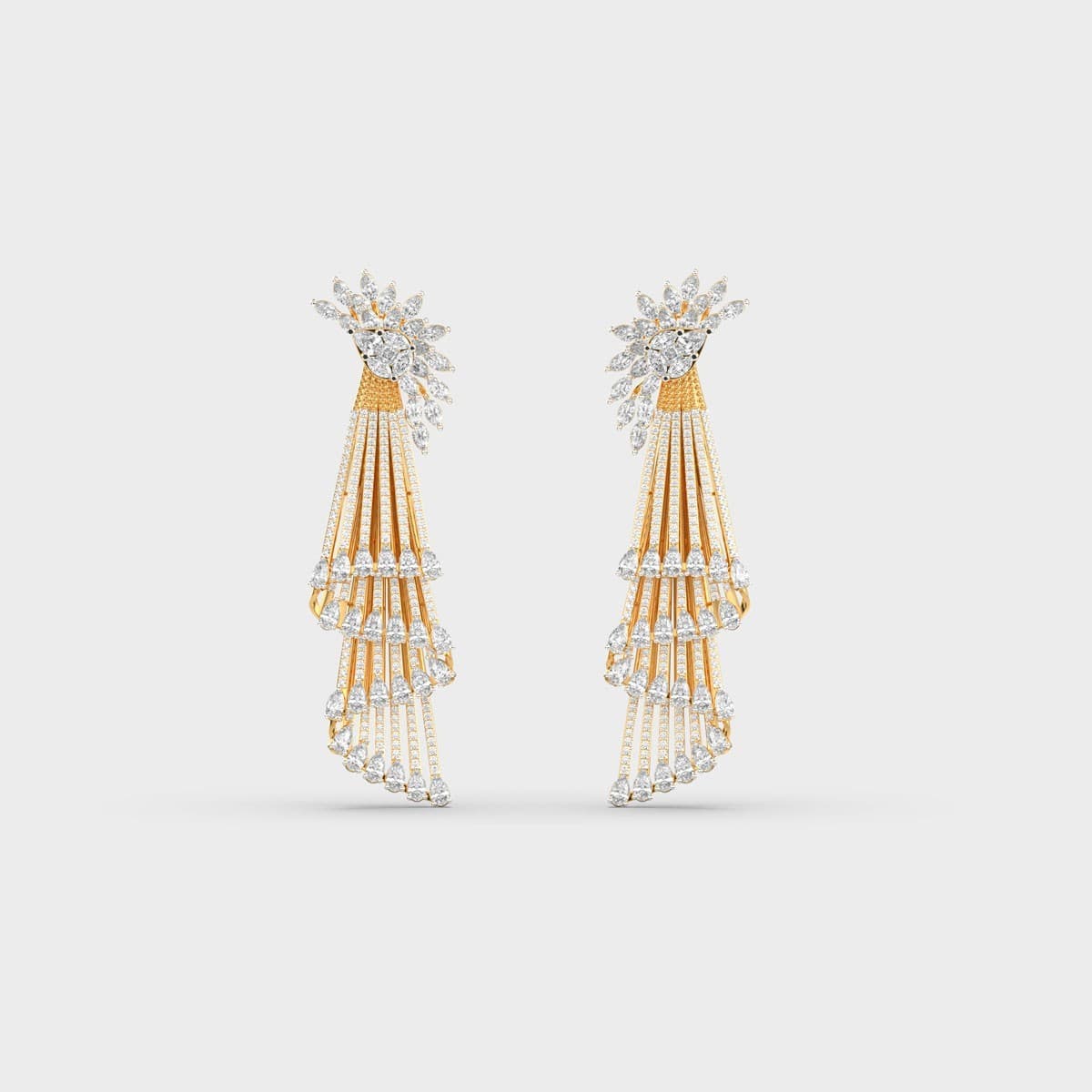Cascade Crown Diamond Chandelier Earrings