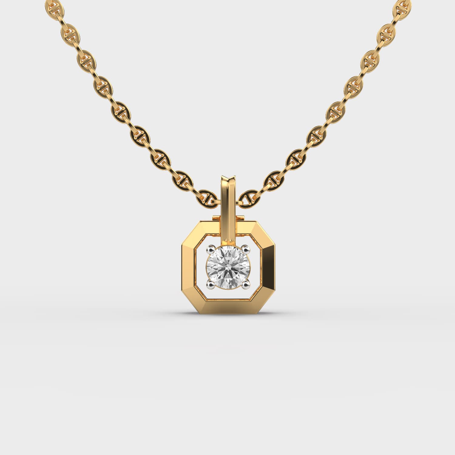 Octagonal Diamond Core Pendant (Without Chain)