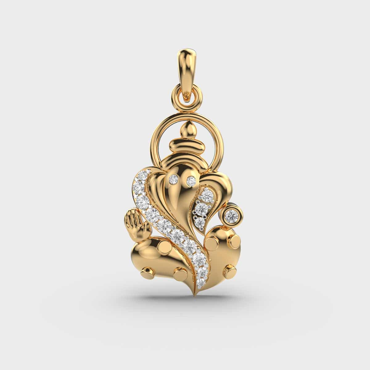 Shree Ganesha Clustered Diamond Pendant (Without Chain)
