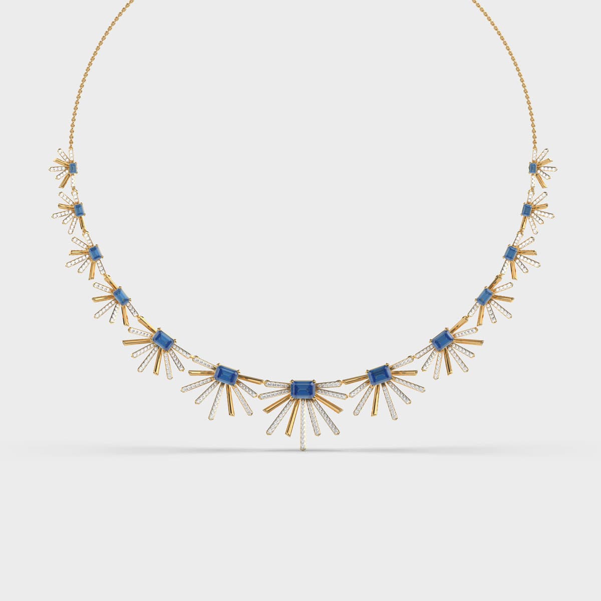 Mystic Fire Blue Stone Diamond Necklace