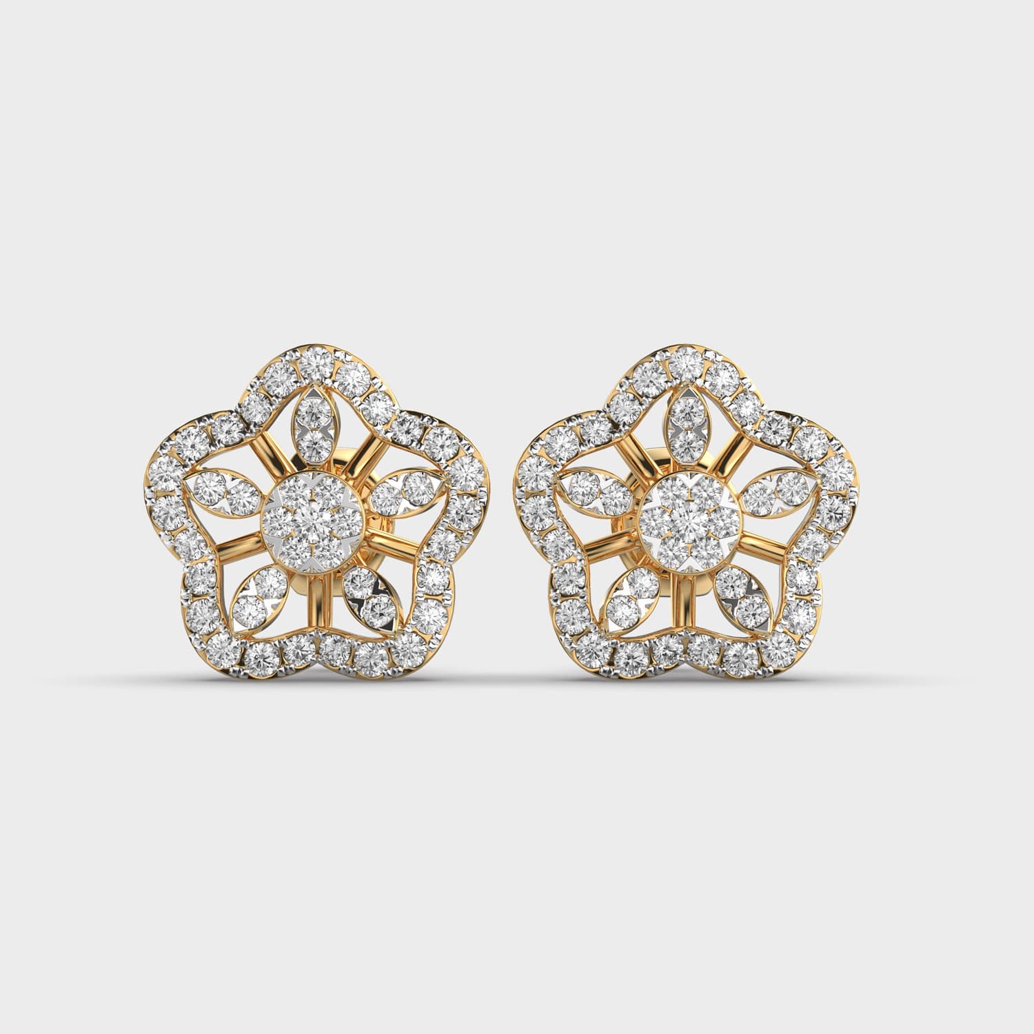 Open Petal Diamond Cluster Studs