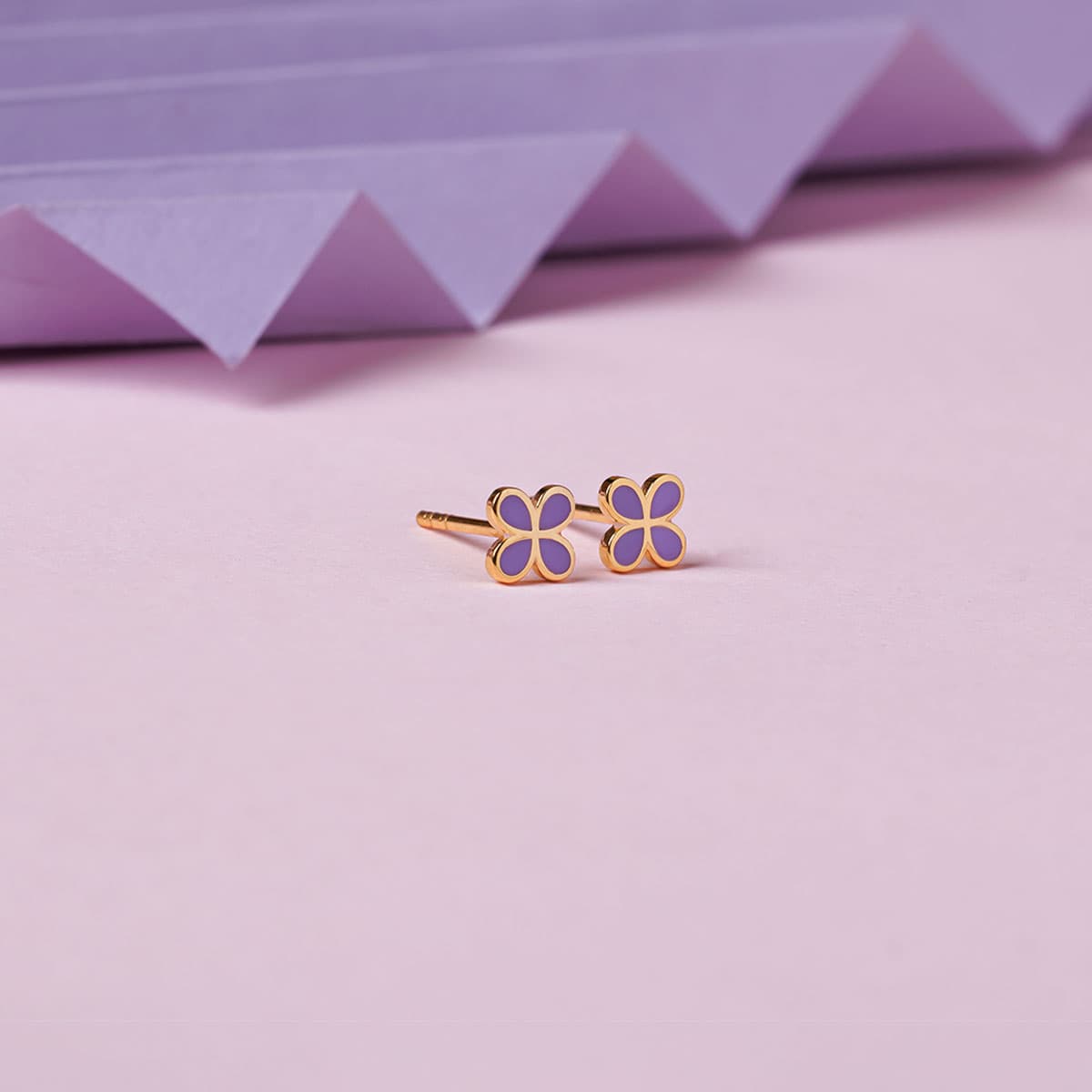 Four Clover Diamond Ear Studs For Kids