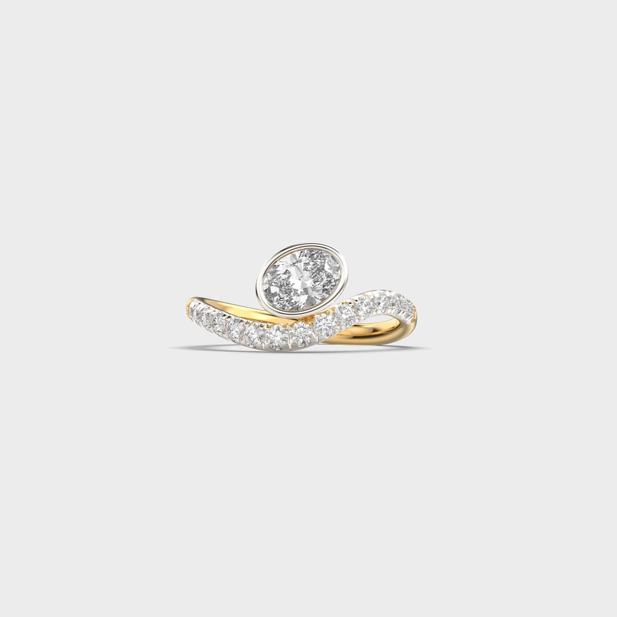 Oval Bezel Sweep Diamond Ring