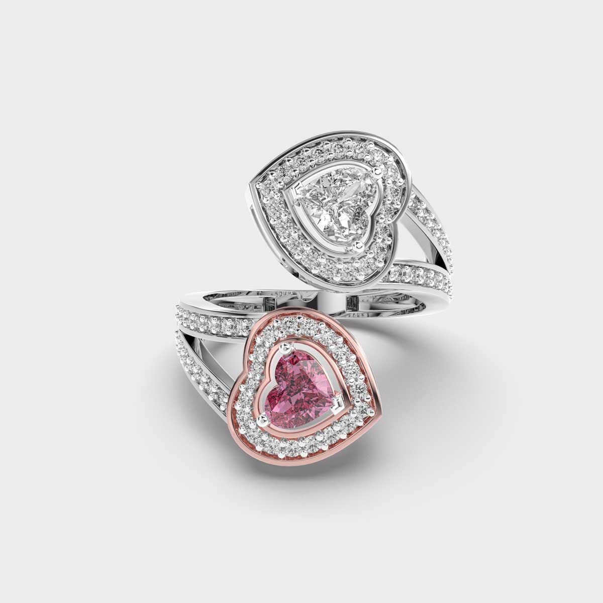 Gemini Twins Hearts Diamond Ring