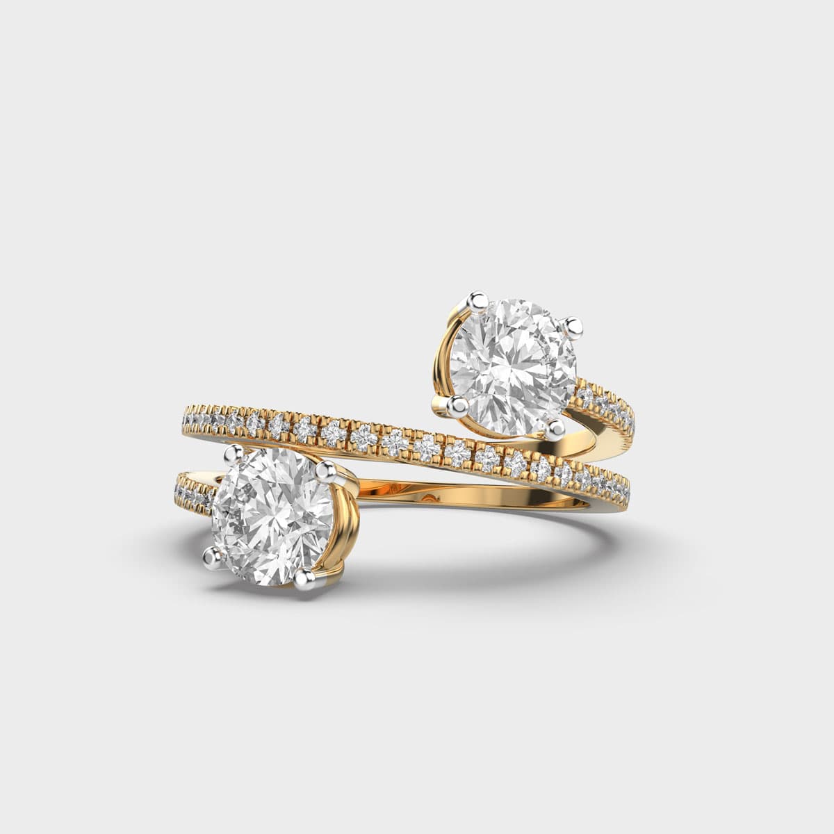 Duo Swirl Solitaire Diamond Ring