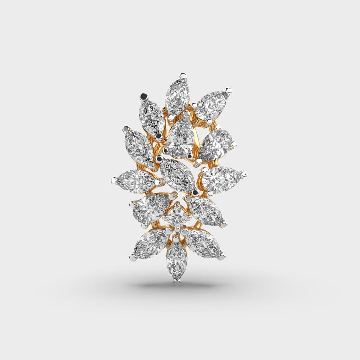 Elegant Pear and Marquise Cluster Pendant with Chain