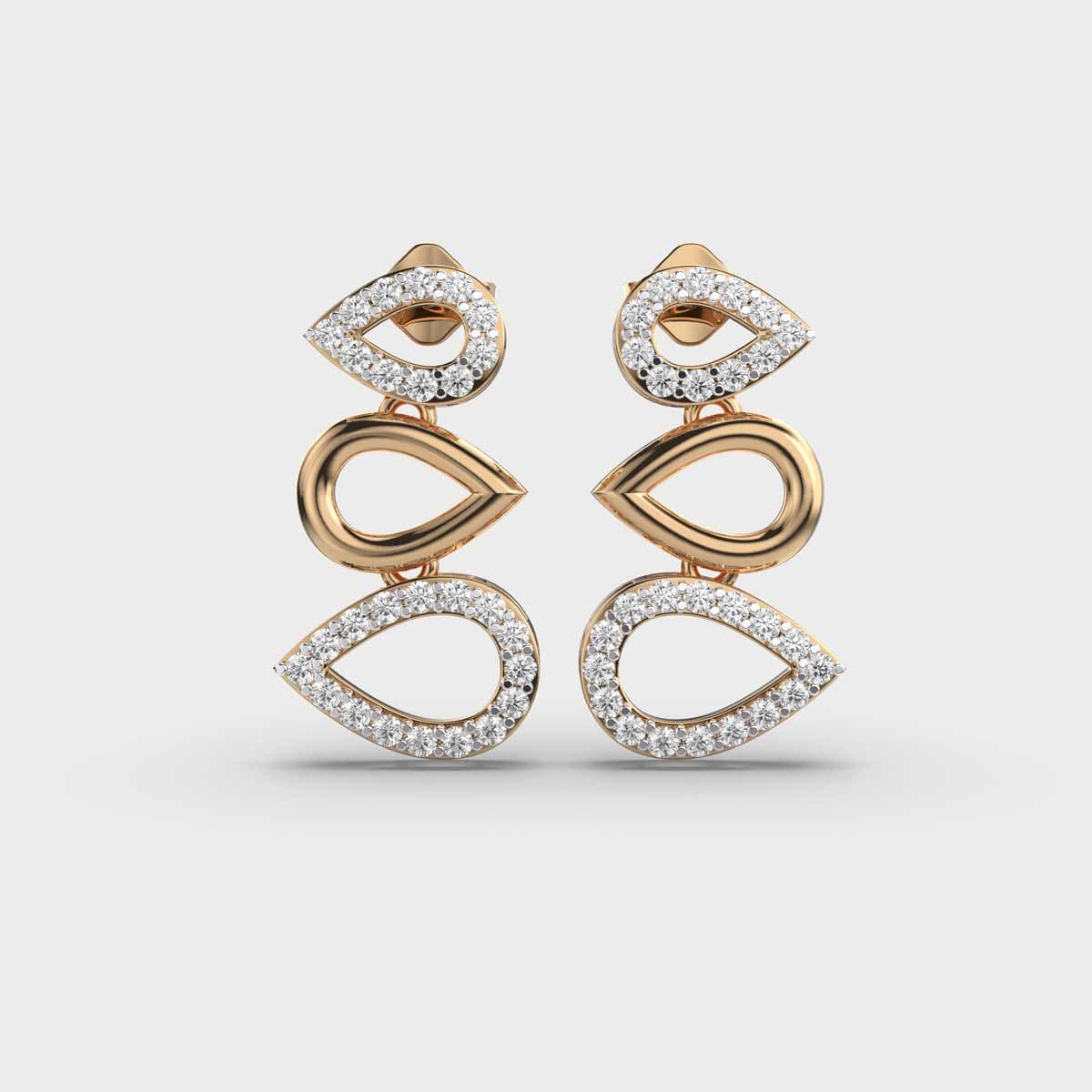 Stack of Feathers Diamond Drop Earrings