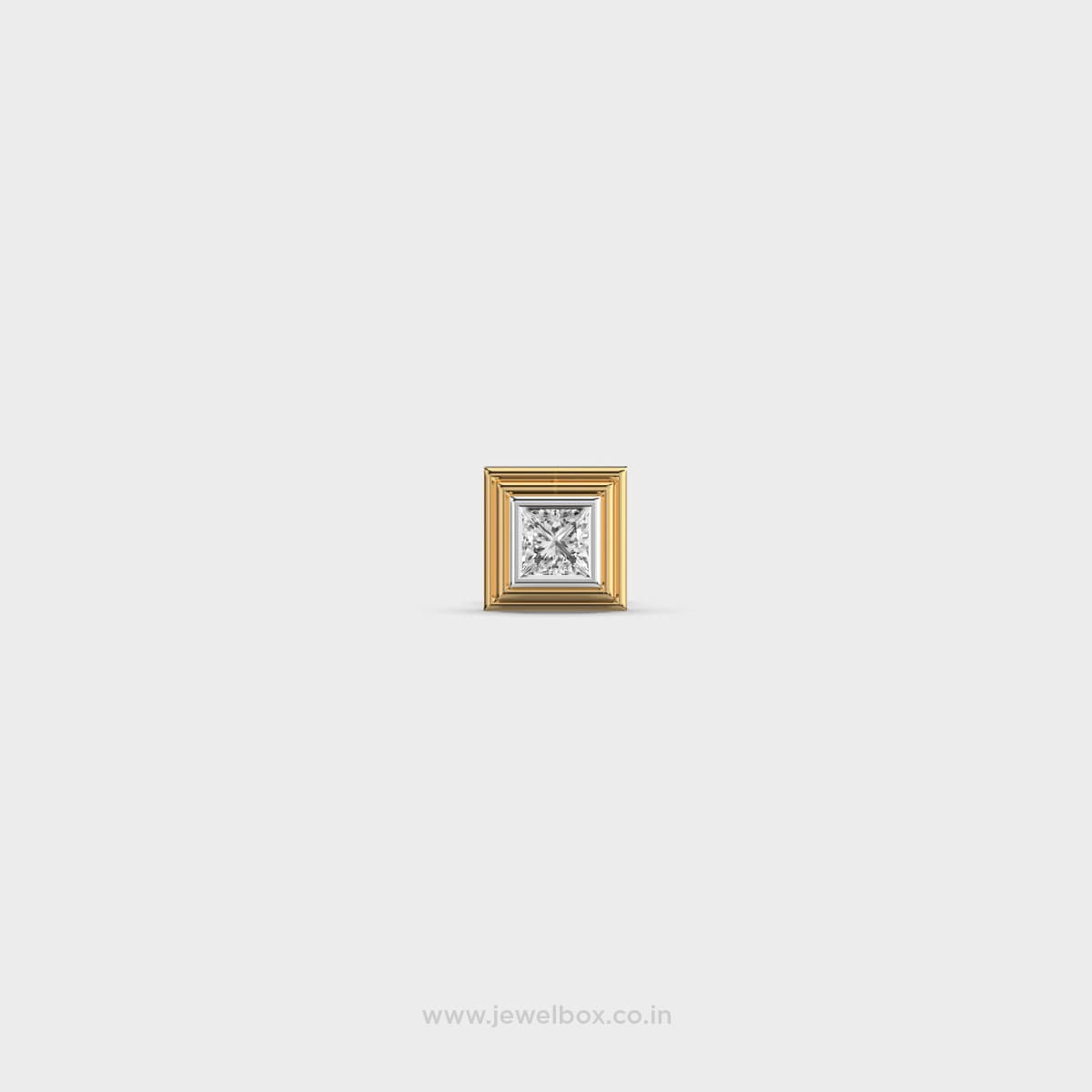 Square Shaped Princess Cut Diamond Stud for Men
