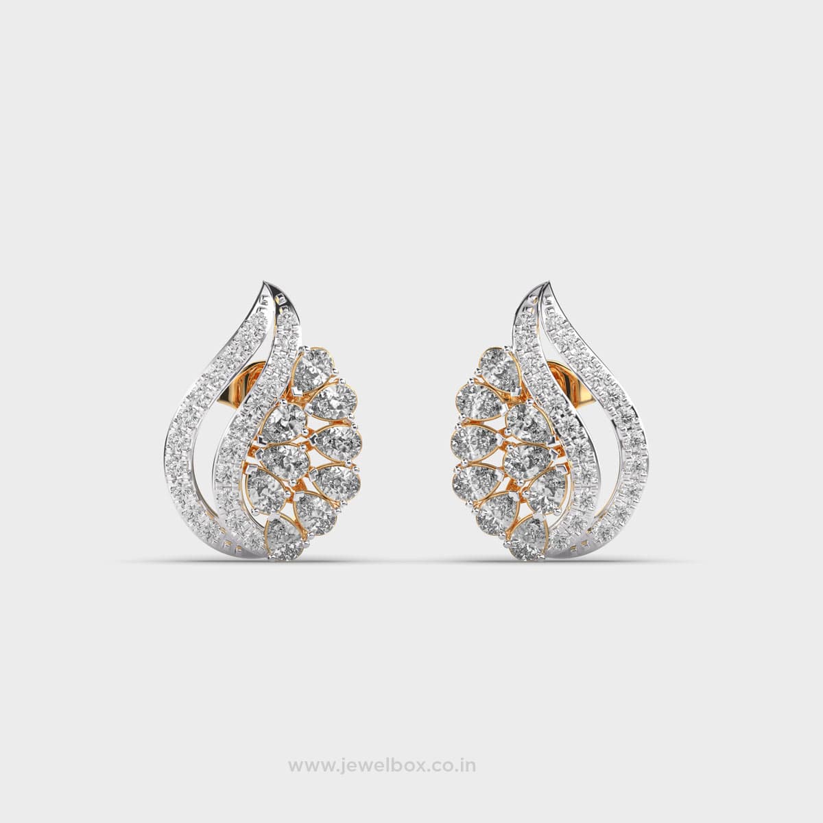 Peacock Motif Diamond Earstuds