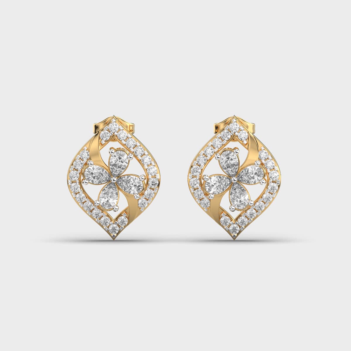 Flower Petal Diamond Ear Studs