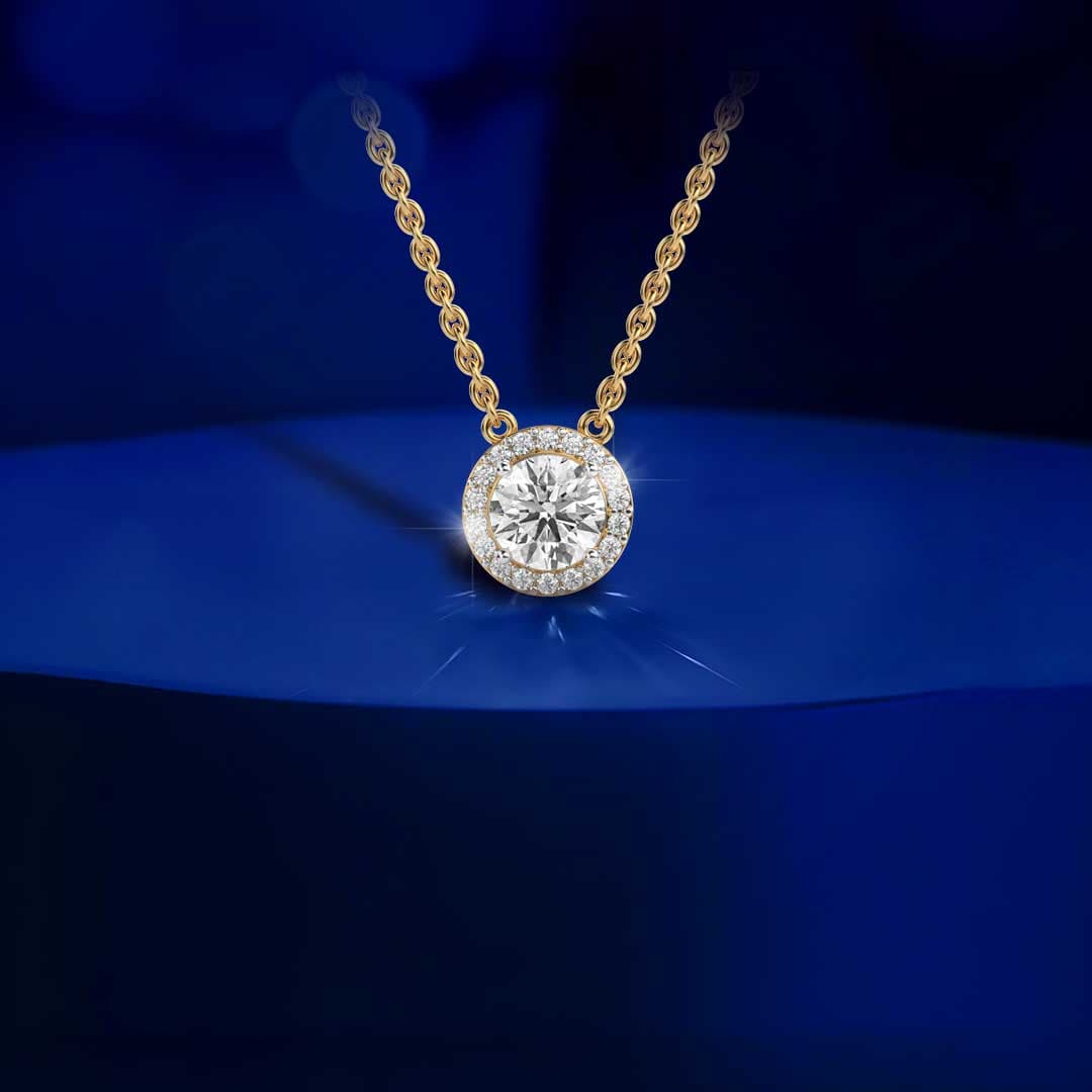 Bright Round Padma Cut Diamond Circle Pendant (With Chain)