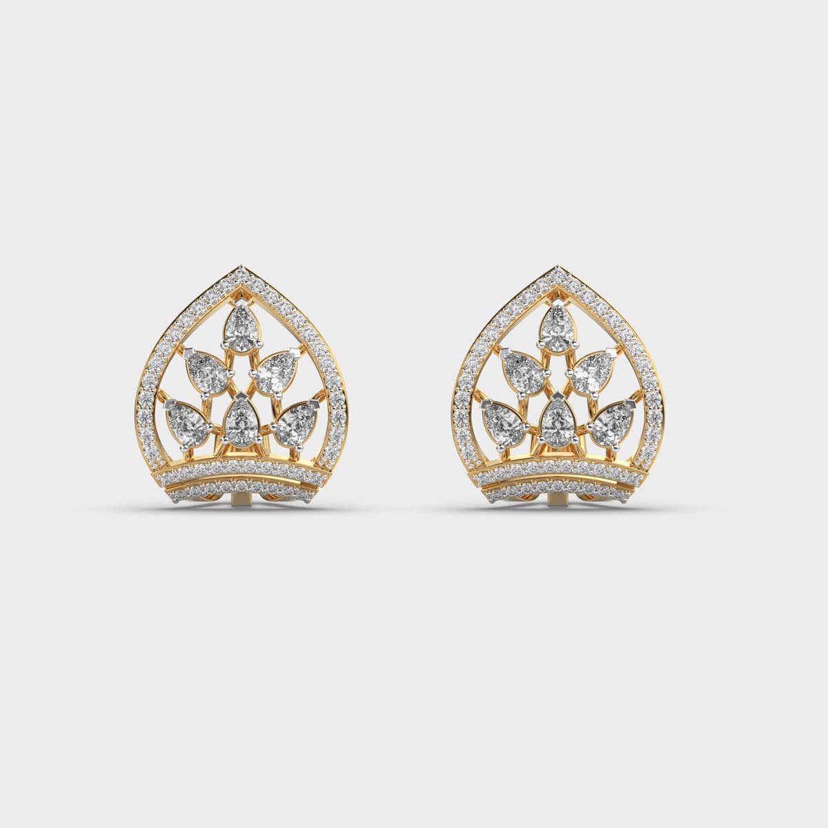 Small Crown With Diamonds Ear Studs