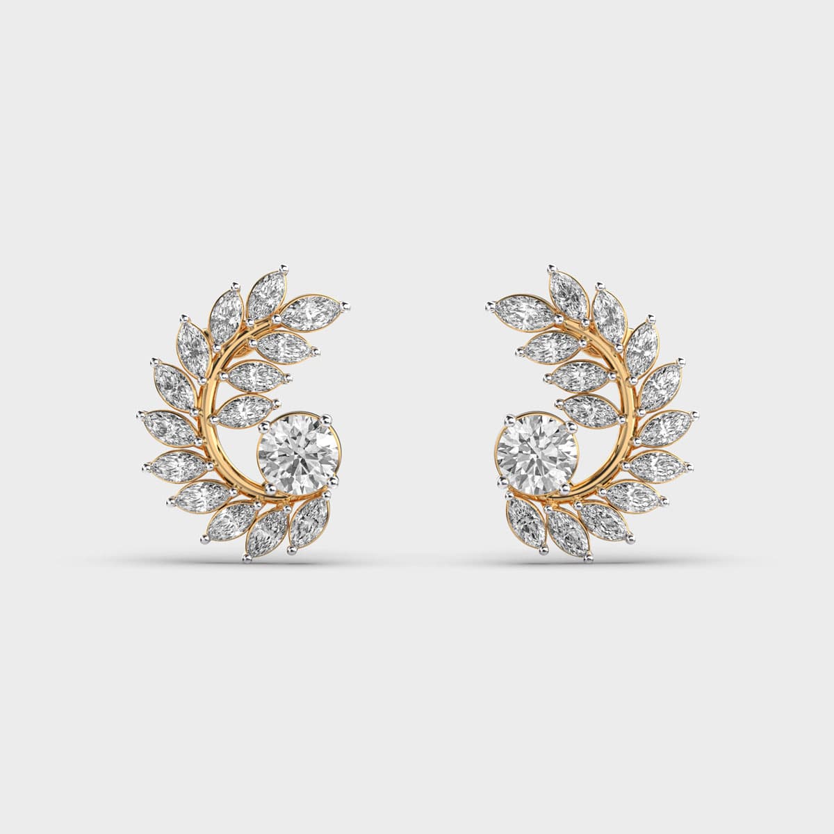 Shimmering Laurel Vine Diamond Earrings
