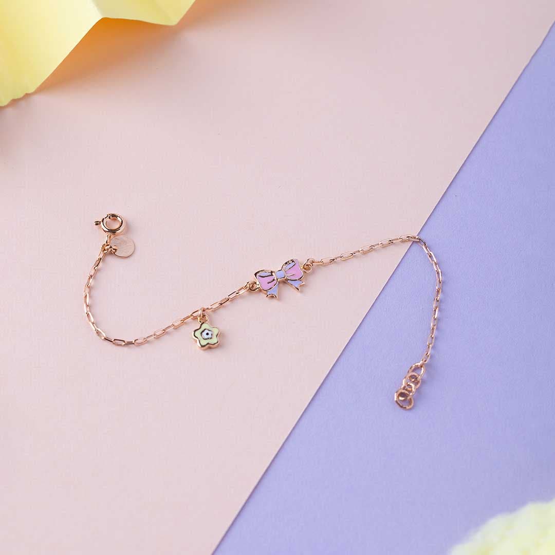 Pastel Garden Blossom Bow Bracelet For Kids
