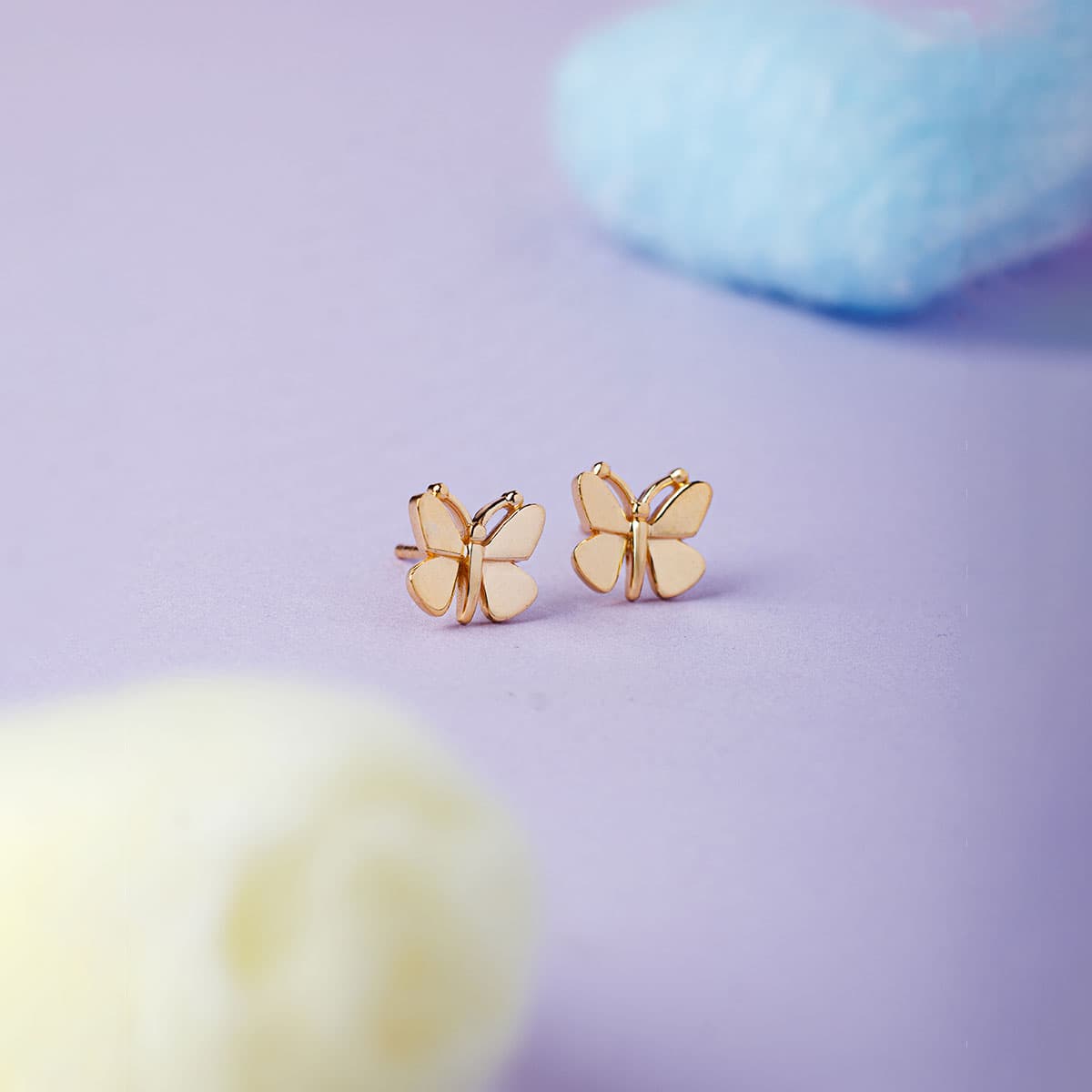 Mini Golden Butterfly Ear Studs For Kids