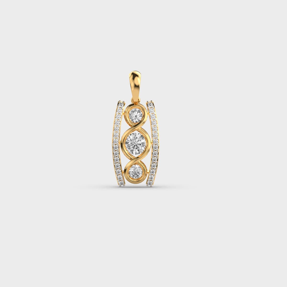 Trio Round Diamond Line Pendant (Without Chain)