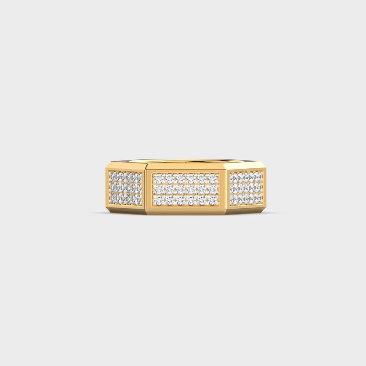 Hexagonal Pave Panel Diamond Band Ring For Men