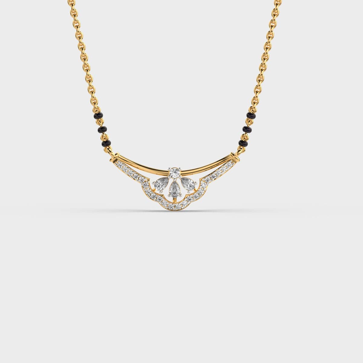 Floral Crescent Diamond Mangalsutra