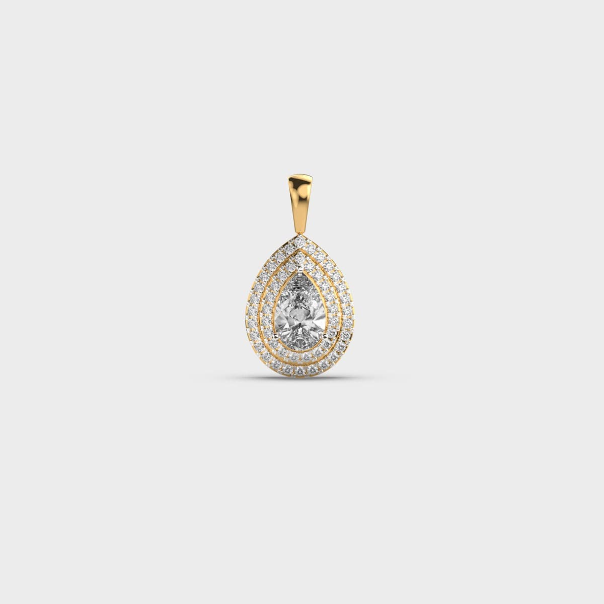 Double Halo Pear Diamond Pendant (Without Chain)