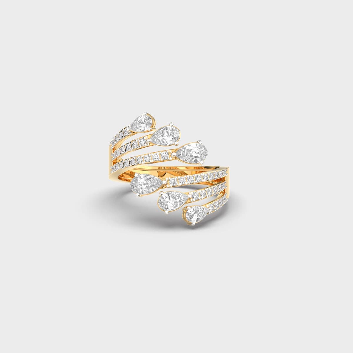 Pear Cascade Spiral Diamond Ring