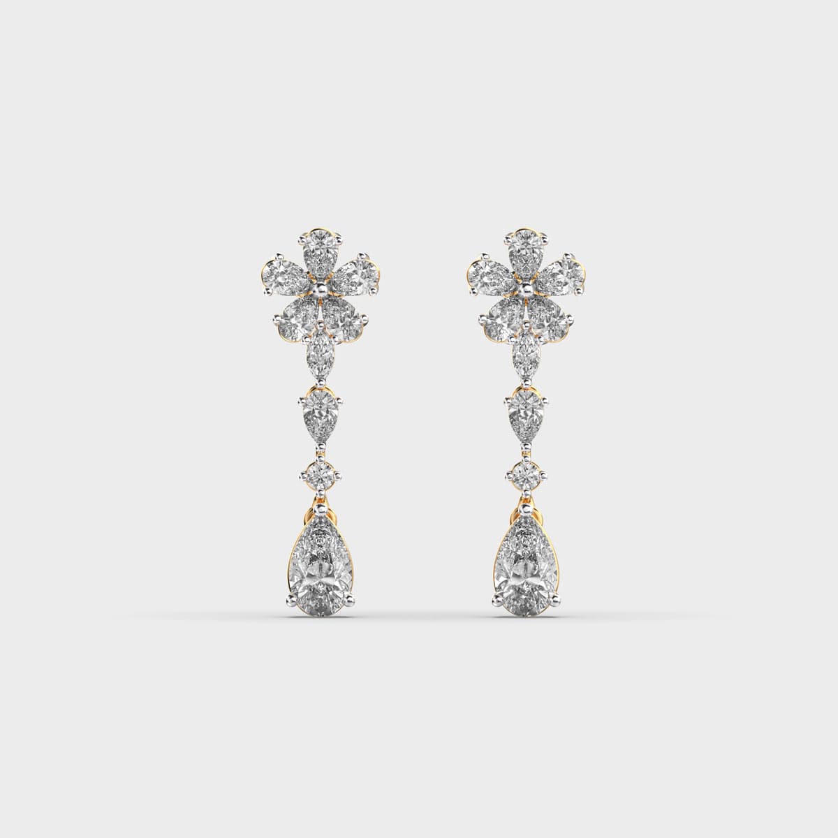 Flower Love Diamond Dangling Earrings