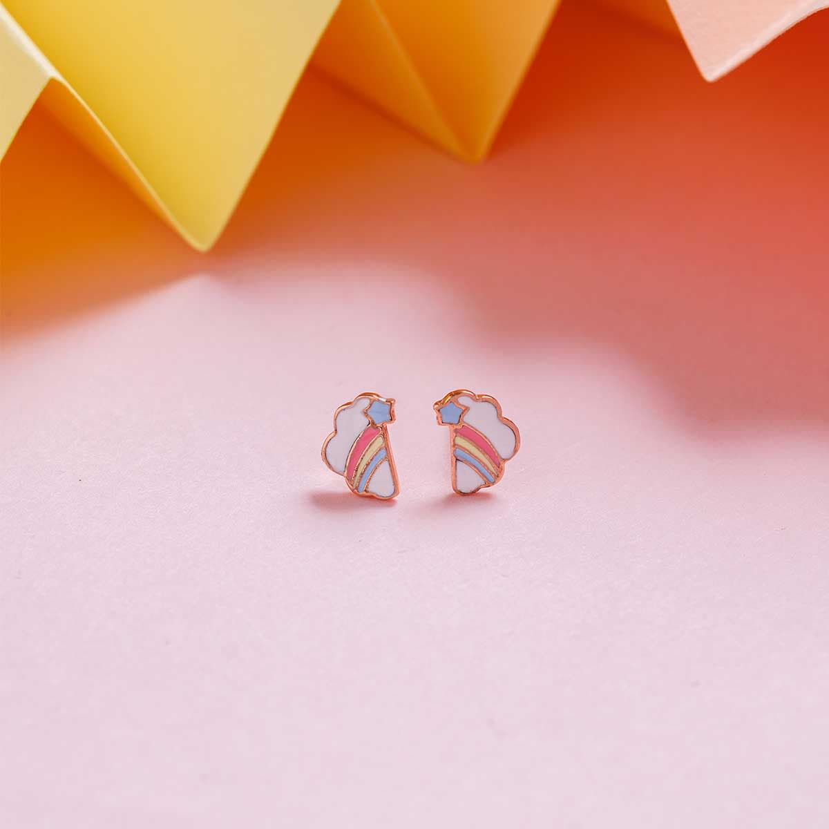 Mini Cloud Rainbow Ear Studs For Kids