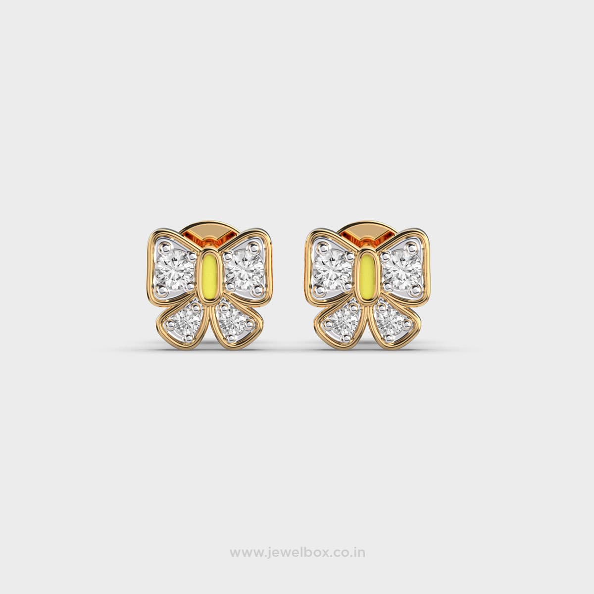 Rosette Bow Diamond Ear Studs For Kids