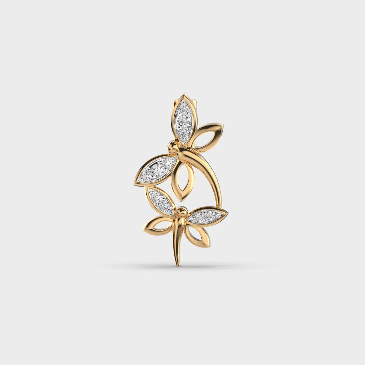 Dual Butterfly Diamond Pendant For Kids (Without Chain)
