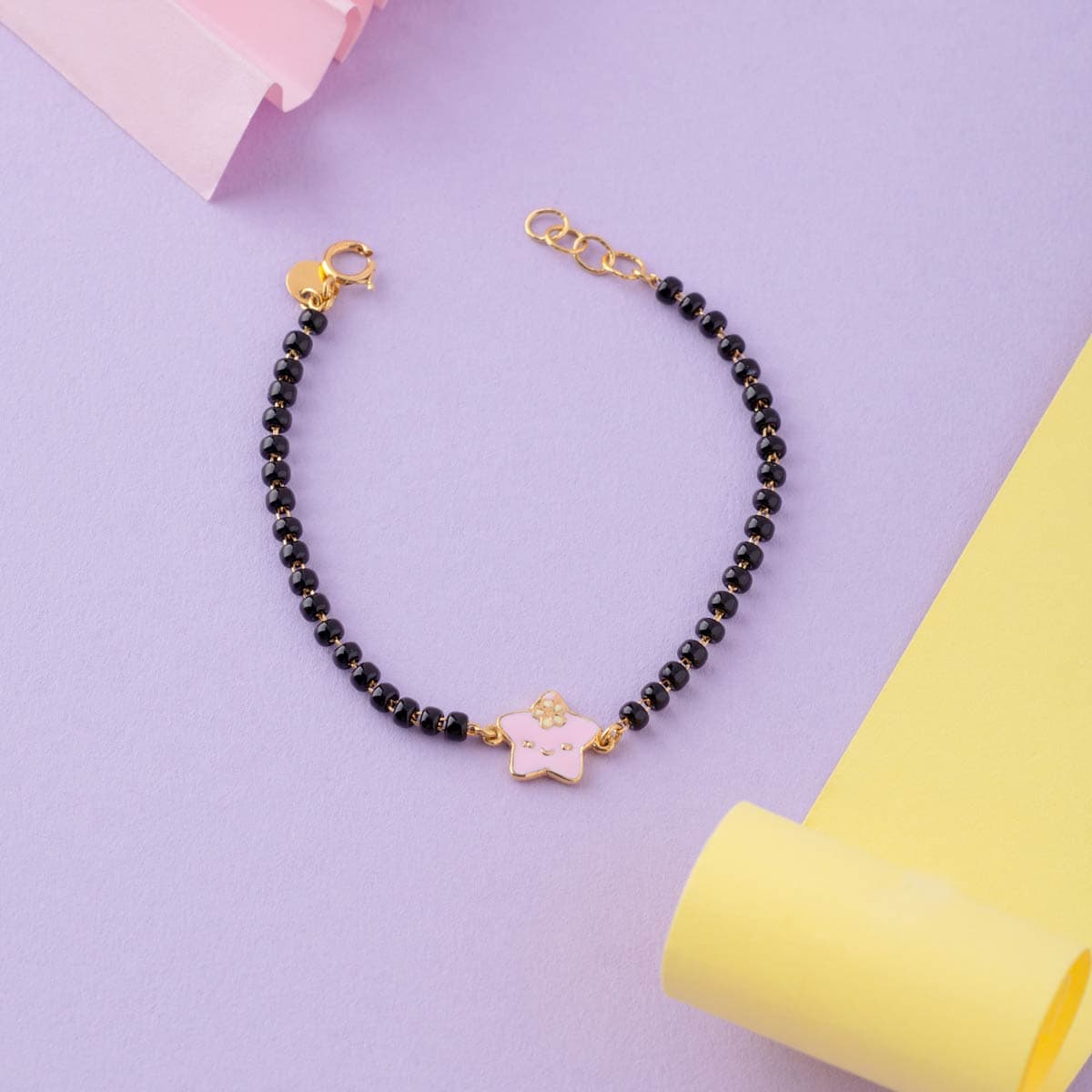 Petite Etoile Charm Black Beaded Bracelet For Kids