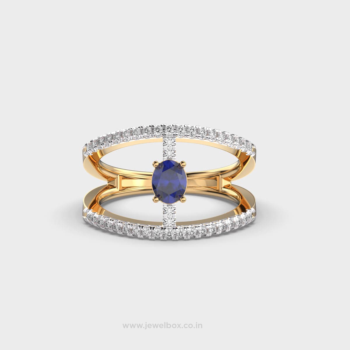 The deep blue hue paired with sparkling diamond ring